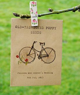 vintage bike personalised seed packet favour by wildflower favours