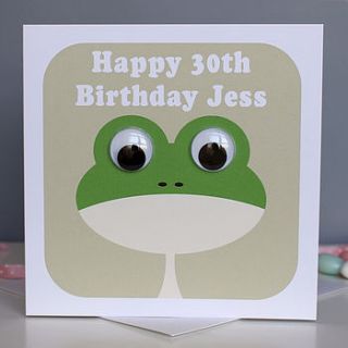wobbly eyed frog card by stripeycats