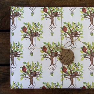 recycled tree house wrapping paper by stephanie cole design