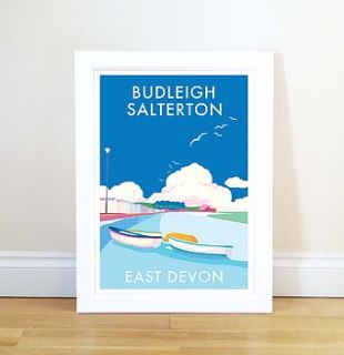 vintage style seaside poster of budleigh by becky bettesworth