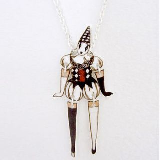 at the circus harlequin clown necklace by mybearhands