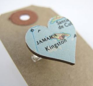 heart shaped custom vintage map ring by under a glass sky