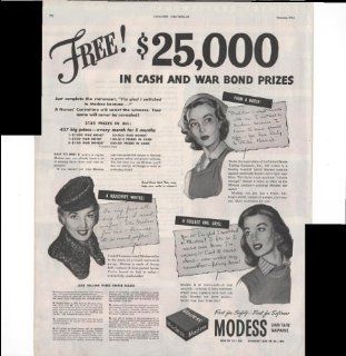 Modess Sanitary Napkins 1943 Home Feminine Hygeine Antique Advertisement  Prints  