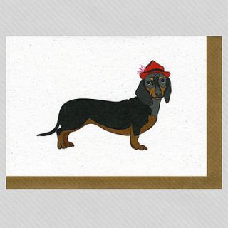 illustrated black dachshund blank card by illustrated cards