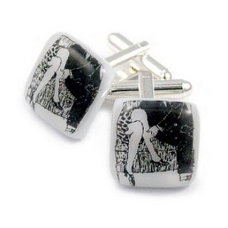 naughty knee cufflinks by georgina griffiths