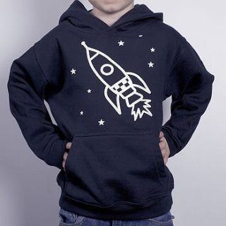 glow in the dark rocket hooded sweatshirt by mooka