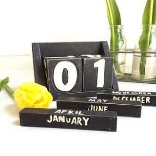 wooden distressed perpetual calendar by the little picture company