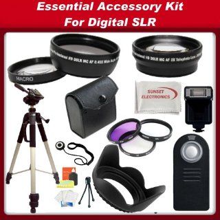 Ultimate Accessory Kit For Sony SLT A33, SLT A65, SLT A55, SLT A35 Digital SLR Cameras (Which Have Any Of The Following Sony Lenses   18 55mm, 55 200mm, 75 300mm, 50mm) Includes   0.45x Wide Angle Lens, 2x Telephoto Lens, 3 Piece Professsional Filter Kit 