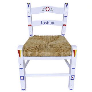 child's nautical hand painted wooden chair by bunny bee