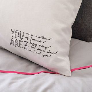 'you are all i ever dream about' pillowcase by karin Åkesson