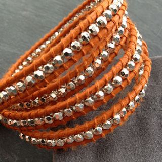 leather sunset orange wrap bracelet by decadorn