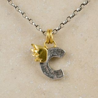 silver and gold love letter charm necklace by sophie harley london