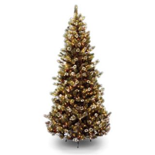 National Tree Co. Glittery Pine 7.5 Brown Slim Hinged Pine Artificial
