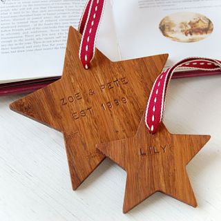 family set of personalised star decorations by clara and macy