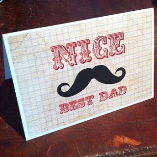 moustache 'best dad' father's day card by lovely jubbly