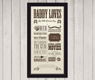 personalised 'dad loves' circus poster print by yours for keeps