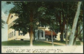 Hillcrest former Josh Billings Home Lanesboro MA postcard 1907 Entertainment Collectibles