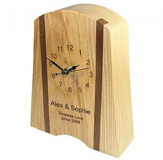 wooden ash and walnut mantel clock by wooden keepsakes