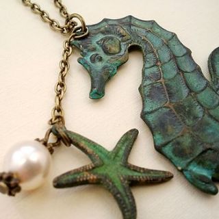 vintage style seahorse necklace by hart and bloom