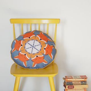 wildlife fox pattern round cushion by orwell and goode