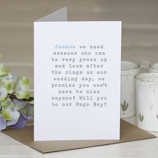 'be our page boy' personalised card by slice of pie designs