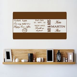 personalised ticket wall sticker by almo wall art