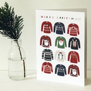 christmas jumpers greeting card by hanna melin