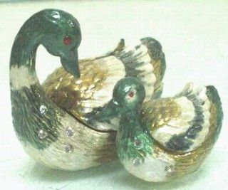 Welforth Fine Pewter Duck & Duckling Duo Jewelry Trinket Box  