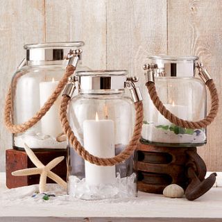 nickel plated glass jar with rope handle by the orchard