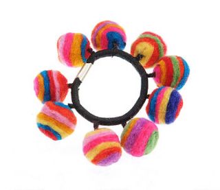 handmade multicoloured felt balls hair tie by felt so good