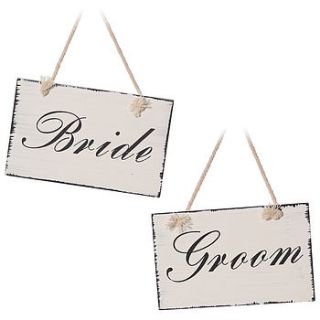 'bride and groom' plaques by lindsay interiors