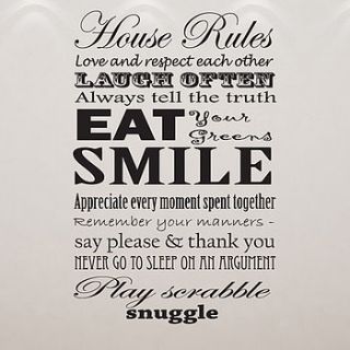 'house rules' wall sticker by almo wall art