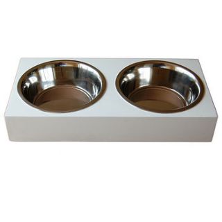 white wooden dog / cat bowl stand by furnitoys
