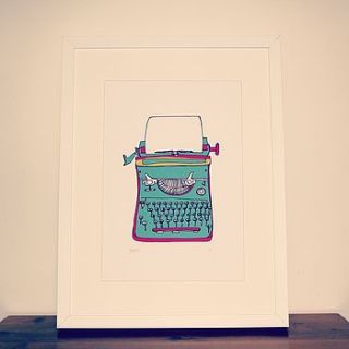 vintage typewriter illustration print by helena carrington illustration