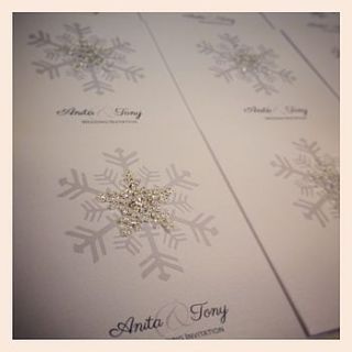crystal snowflake wedding invitation by made with love designs ltd