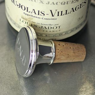 personalised silver bottle stopper by hersey silversmiths