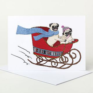 christmas pugs christmas card by sophie parker