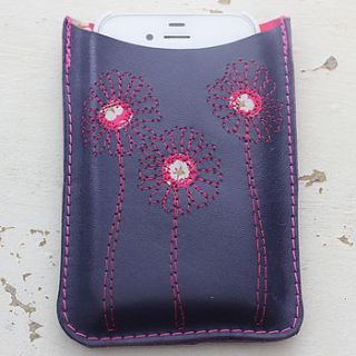 personalised leather daisy phone cover by what katie did next