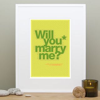 personalised 'will you marry me?' print by wordplay design