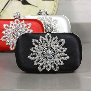 satin clutch purse with crystal flower by lisa angel homeware and gifts