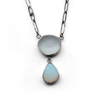 sea glass necklace with hand made chain by tania covo