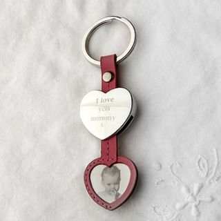 engraved heart keyring with photo frame by the impressions company