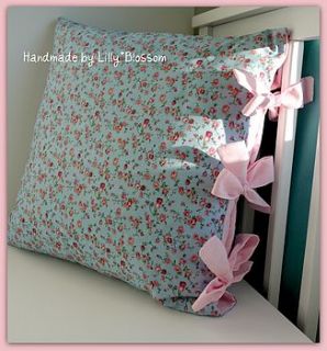 chambray rose and dotty tied cushion by lilly*blossom