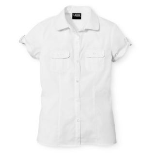 French Toast Girls School Uniform Short Sleeve Safari Blouse   White 6