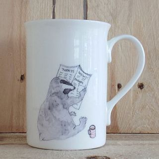 badger reading newspaper design mug by mellor ware