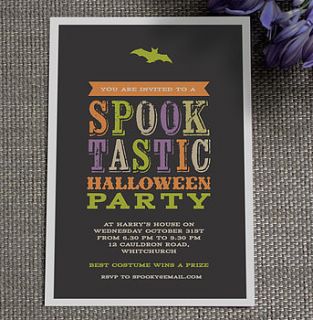 10 x personalised halloween party invitations by project pretty