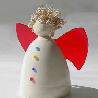 ceramic angel with glass wings by catkin collection