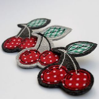 embroidered cherry brooch by honeypips