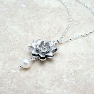 lotus flower necklace with pearl by wished for
