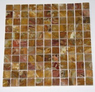 Multi Colored BROWN Onyx 1x1 Polished Mosaics Meshed on 12" X 12" Tile for Backsplash, Shower Walls, Bathroom Floors   Orders Over 5 Sheets gets   Marble Tiles  